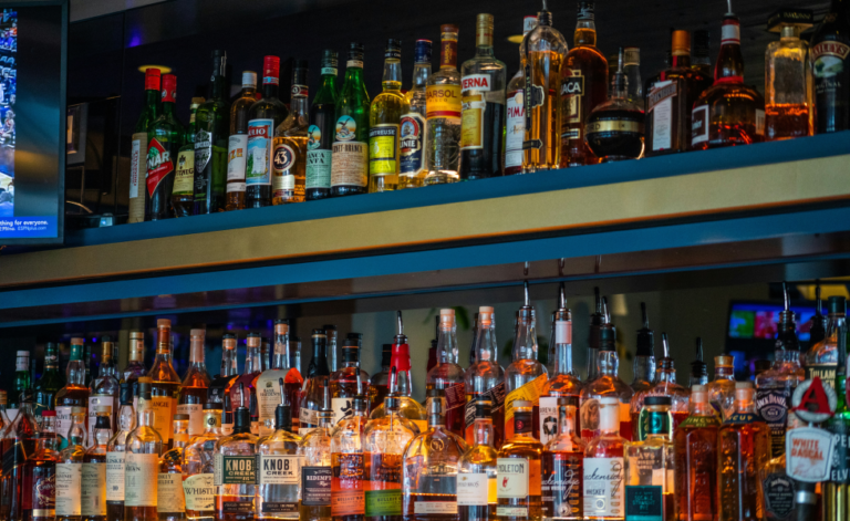 top bar spirit shelves